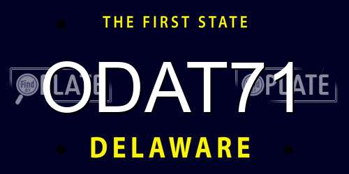 ODAT71 Delaware License Plate