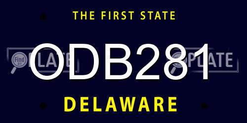 ODB281 Delaware License Plate