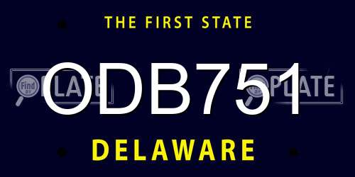 ODB751 Delaware License Plate