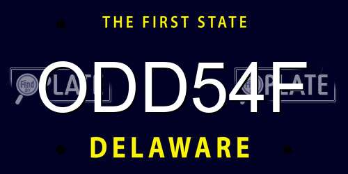 ODD54F Delaware License Plate