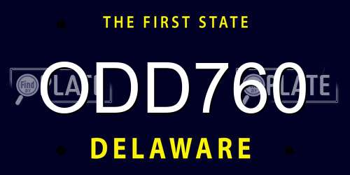 ODD760 Delaware License Plate