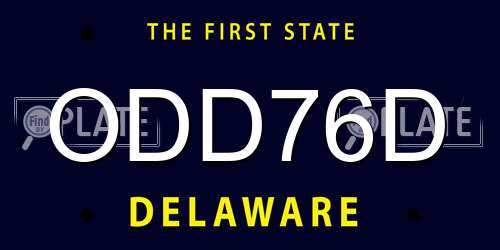 ODD76D Delaware License Plate