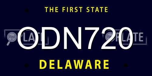 ODN720 Delaware License Plate