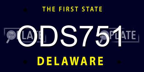 ODS751 Delaware License Plate