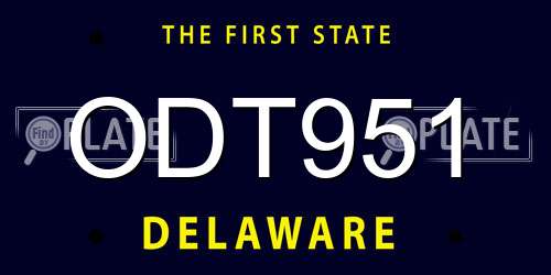 ODT951 Delaware License Plate