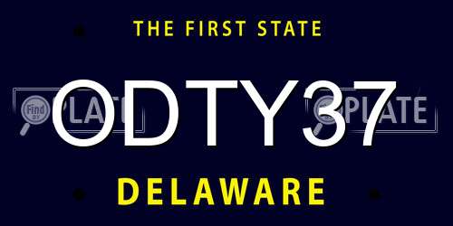 ODTY37 Delaware License Plate