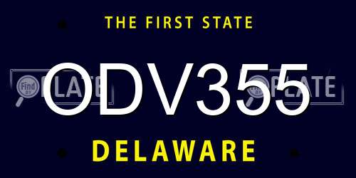 ODV355 Delaware License Plate