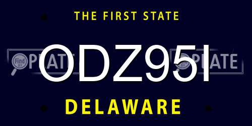 ODZ95I Delaware License Plate