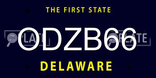 ODZB66 Delaware License Plate