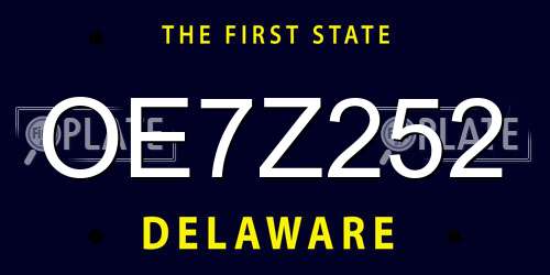 OE7Z252 Delaware License Plate