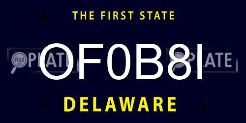 OF0B8I Delaware License Plate