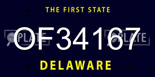 OF34167 Delaware License Plate