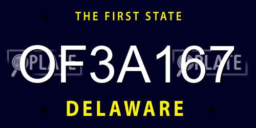 OF3A167 Delaware License Plate