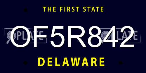 OF5R842 Delaware License Plate