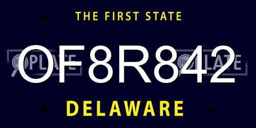 OF8R842 Delaware License Plate