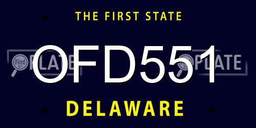 OFD551 Delaware License Plate