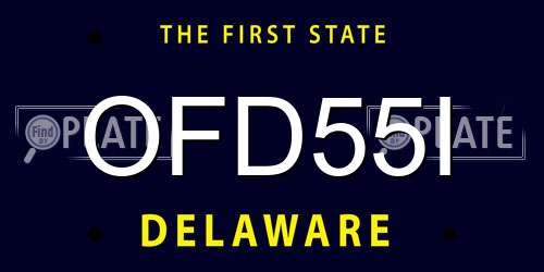 OFD55I Delaware License Plate