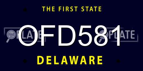 OFD581 Delaware License Plate