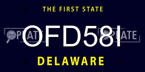 OFD58I Delaware License Plate