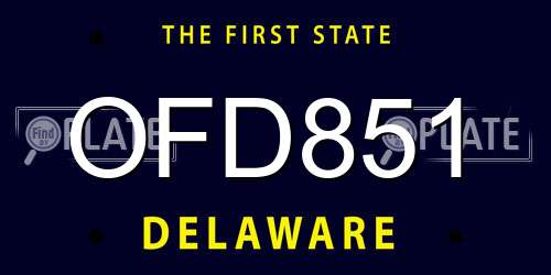 OFD851 Delaware License Plate