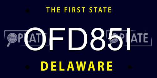 OFD85I Delaware License Plate
