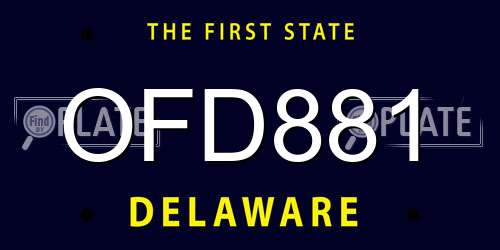 OFD881 Delaware License Plate