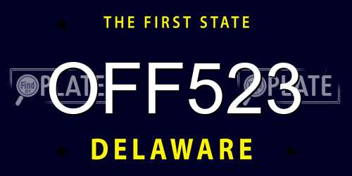 OFF523 Delaware License Plate