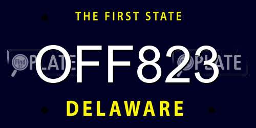OFF823 Delaware License Plate