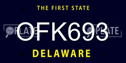 OFK693 Delaware License Plate