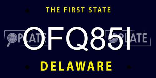 OFQ85I Delaware License Plate