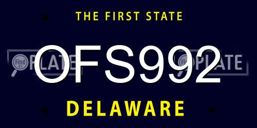 OFS992 Delaware License Plate