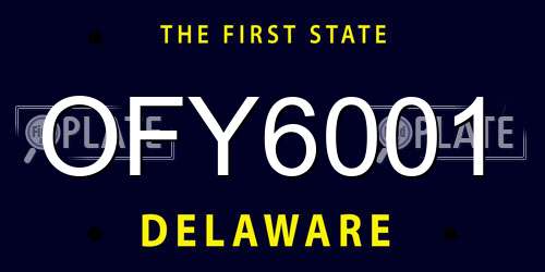 OFY6001 Delaware License Plate