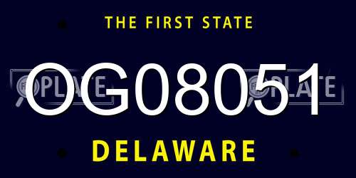 OG08051 Delaware License Plate