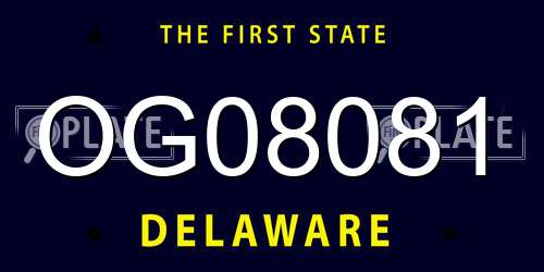 OG08081 Delaware License Plate