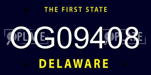 OG09408 Delaware License Plate