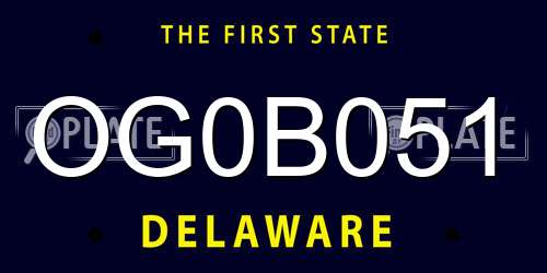 OG0B051 Delaware License Plate
