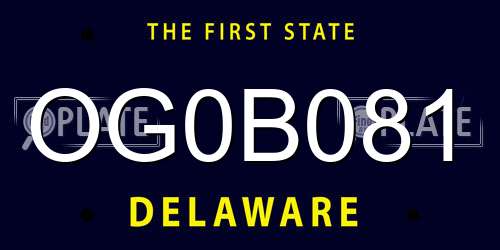 OG0B081 Delaware License Plate