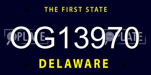 OG13970 Delaware License Plate