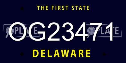 OG23471 Delaware License Plate