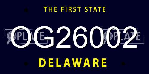 OG26002 Delaware License Plate