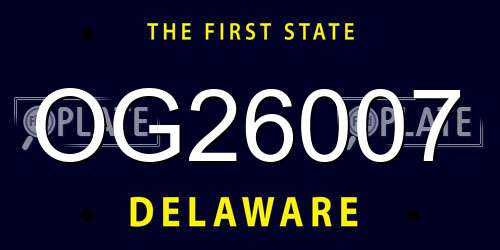 OG26007 Delaware License Plate