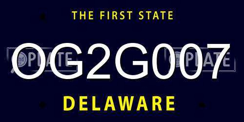 OG2G007 Delaware License Plate