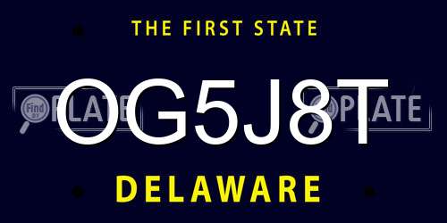 OG5J8T Delaware License Plate