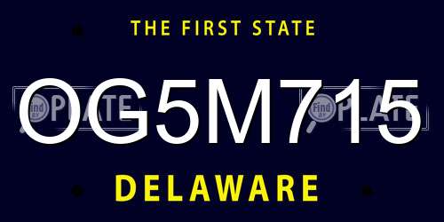 OG5M715 Delaware License Plate