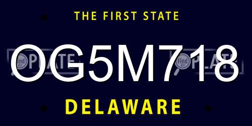 OG5M718 Delaware License Plate