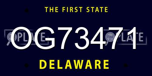 OG73471 Delaware License Plate