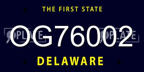 OG76002 Delaware License Plate