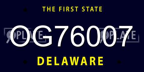 OG76007 Delaware License Plate