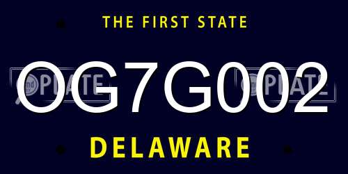 OG7G002 Delaware License Plate