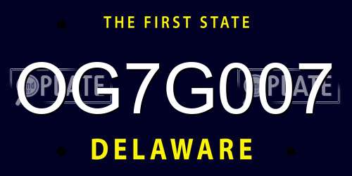 OG7G007 Delaware License Plate